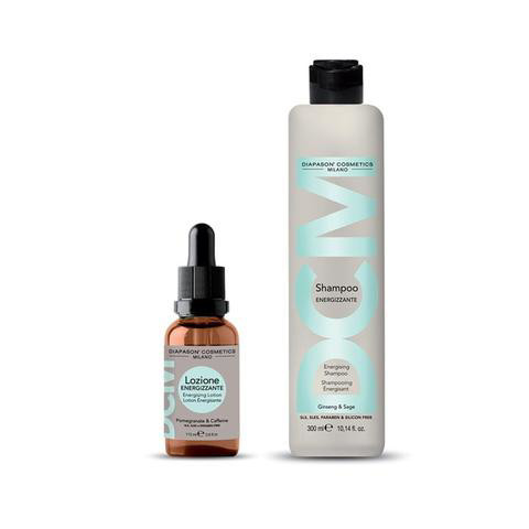 DCM energising pack - rinkinys nuo plaukų slinkimo - šampūnas, 300ml ir losjonas, 115ml