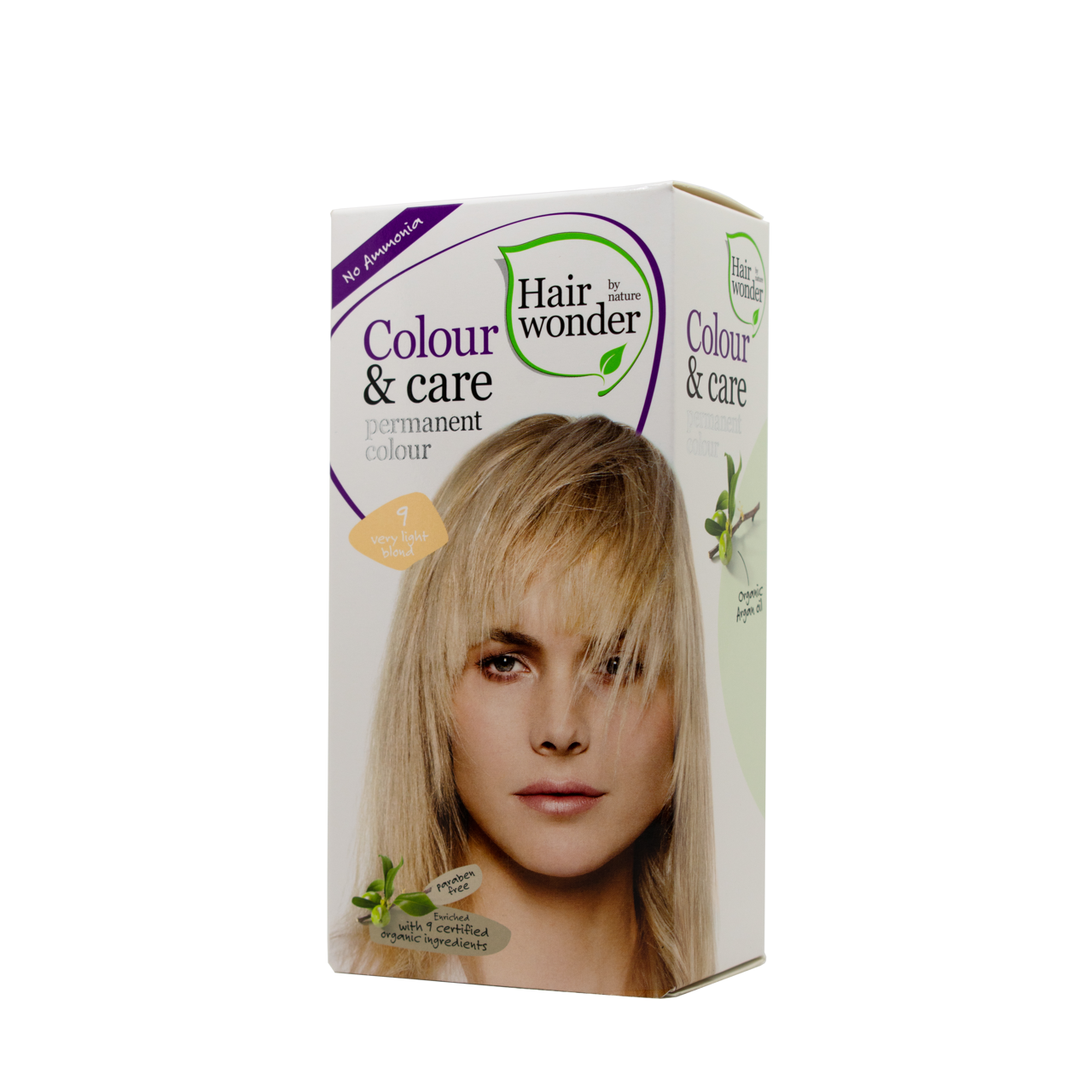 HAIRWONDER Colour & Care ilgalaikiai plaukų dažai be amoniako,  labai šviesi blondinė 9, 100 ml
