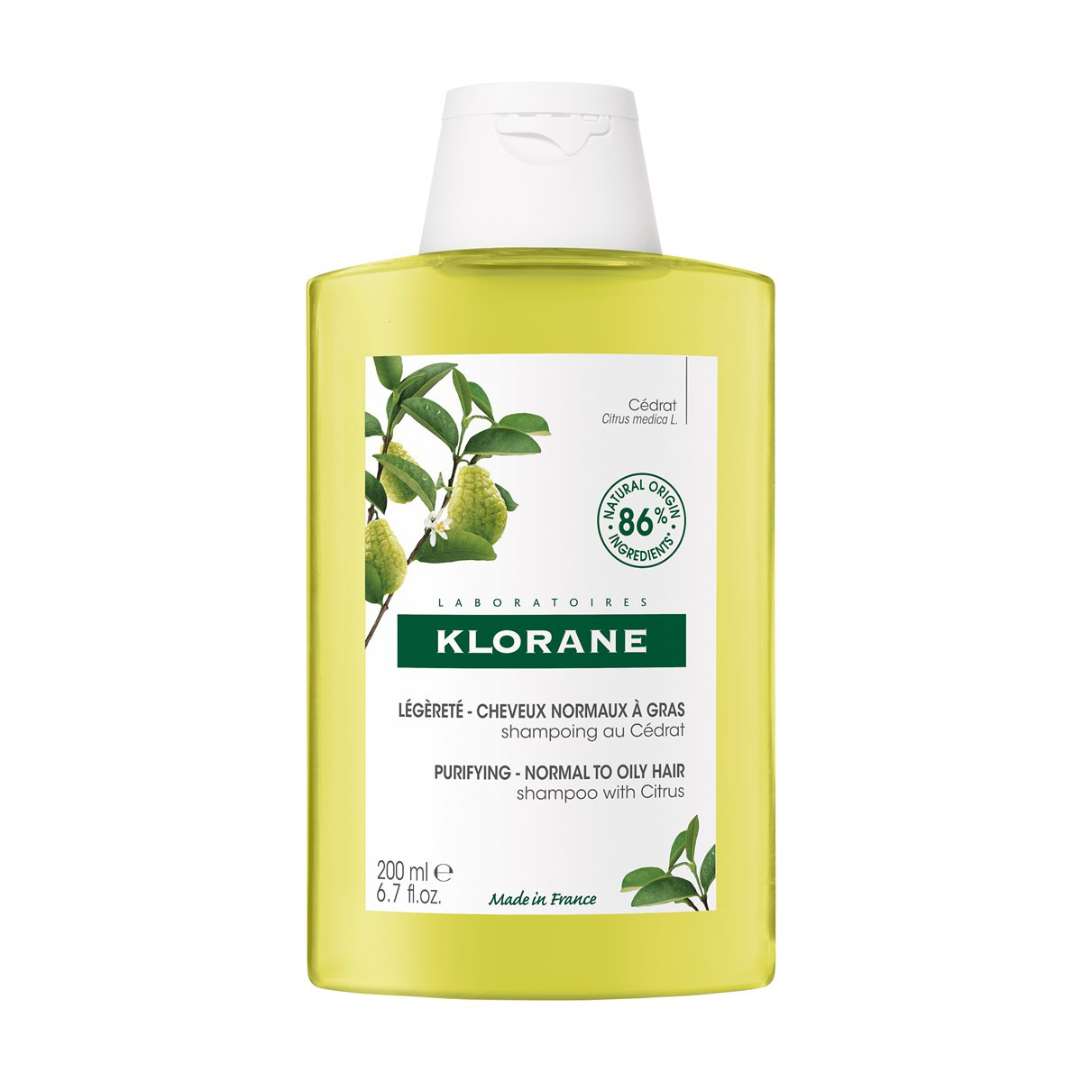 KLORANE, tonizuojantis šampūnas su citrusais, 200 ml