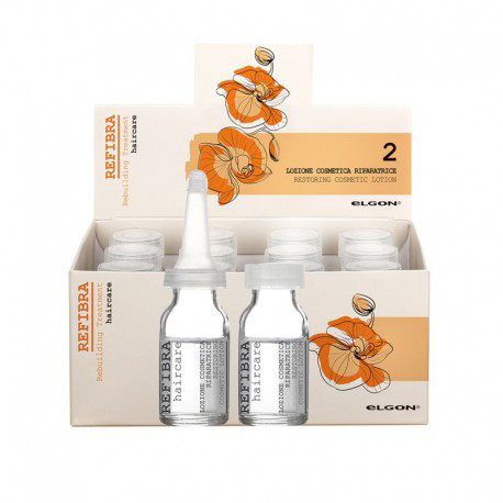 ELGON REFIBRA RESTRUCTURING COSMETIC LOTION, losjonas-aliejus pažeistiems plaukams, 12 x 10 ml