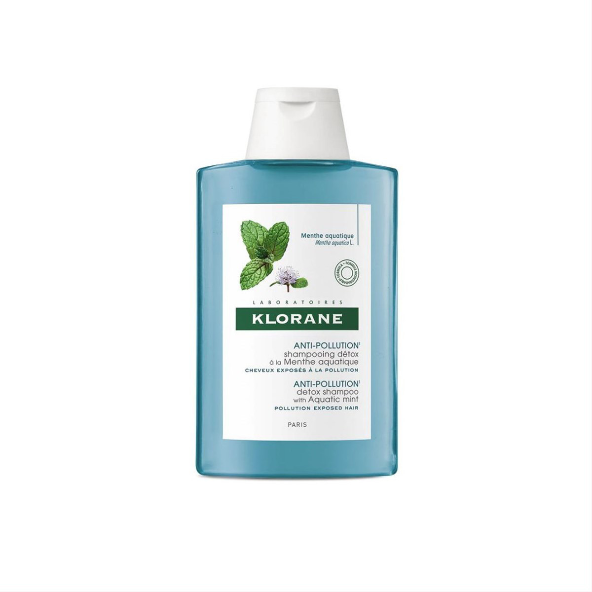 KLORANE ANTI-POLLUTION MINT, valantis šampūnas su natūraliu vandeninės mėtos ekstraktu, 200 ml