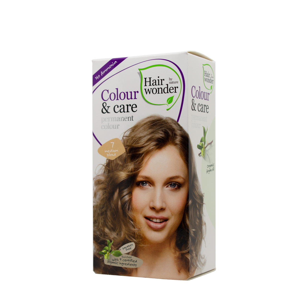 HAIRWONDER Colour & Care ilgalaikiai plaukų dažai be amoniako, vidutinė blondinė 7, 100 ml
