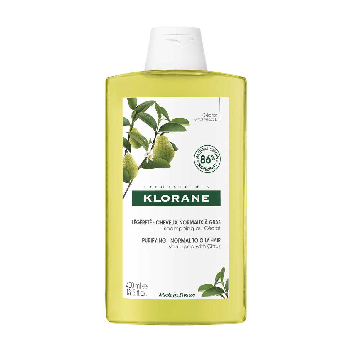 KLORANE, šampūnas su citrusų ekstraktu, riebiems plaukams, 400 ml