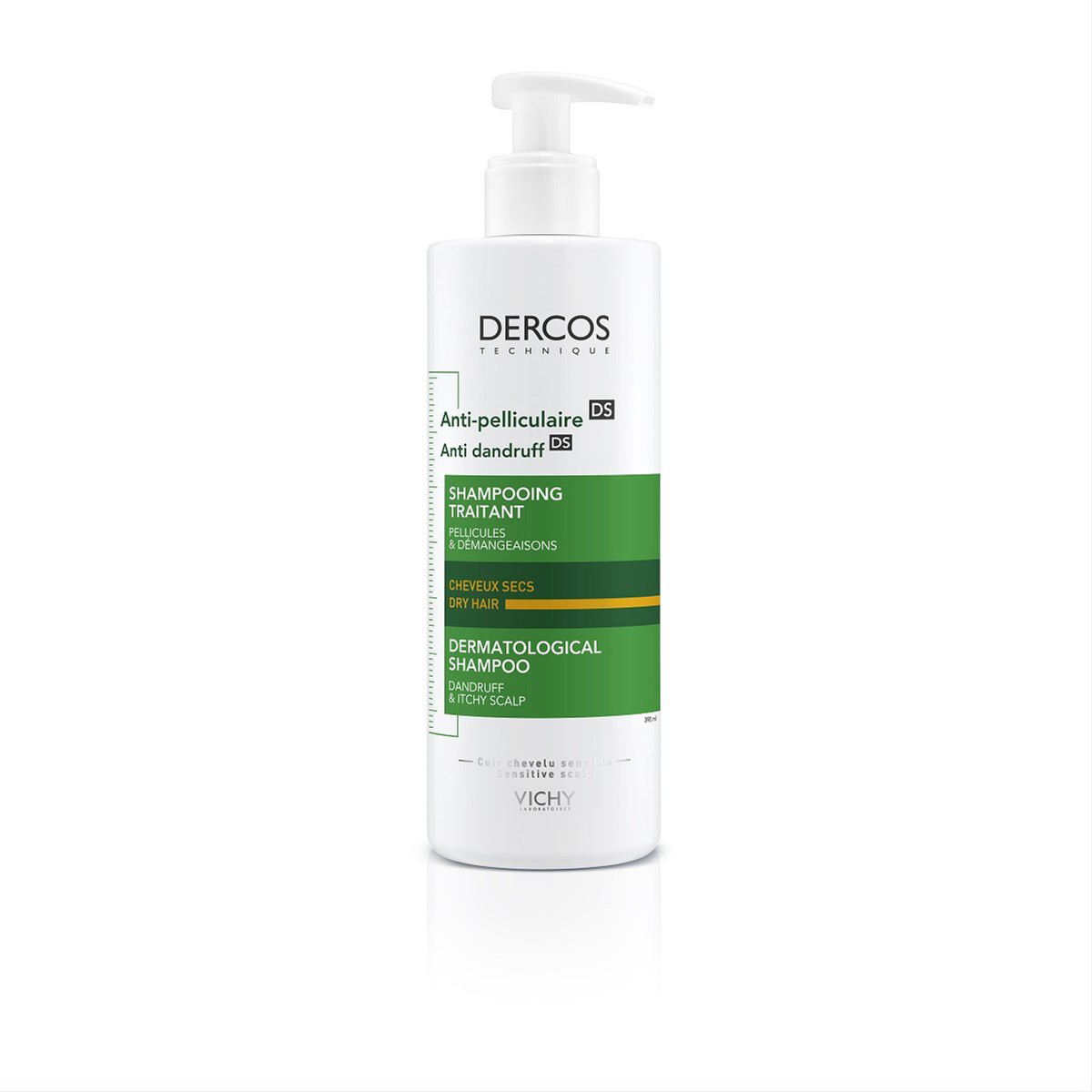 VICHY DERCOS, šampūnas nuo pleiskanų sausai galvos odai, 390 ml