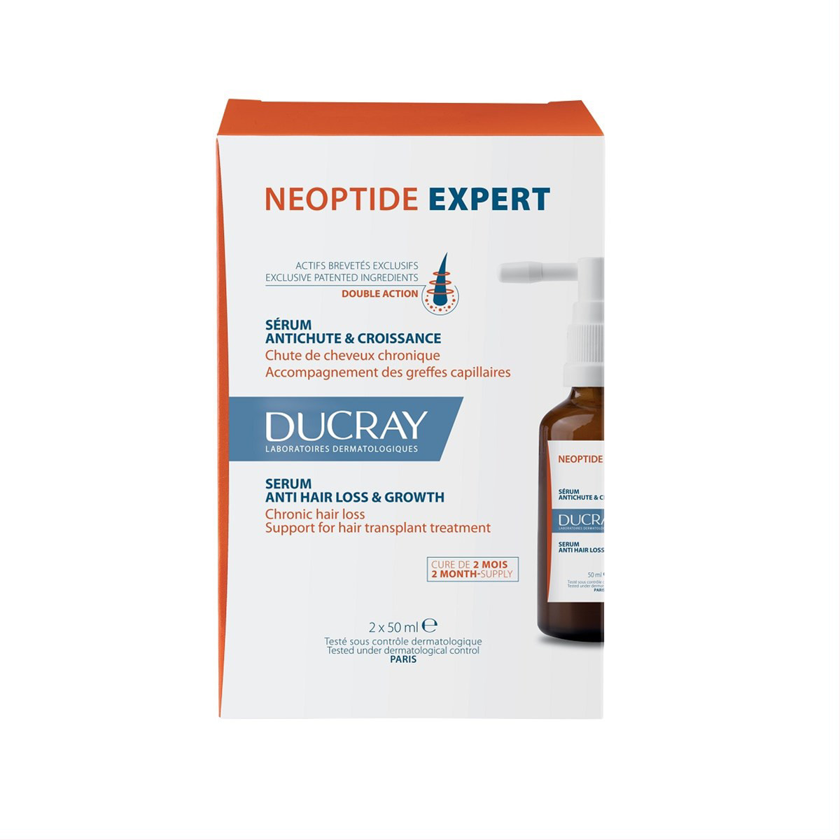 DUCRAY NEOPTIDE EXPERT, serumas nuo progresuojančio plaukų slinkimo, 2x50ml