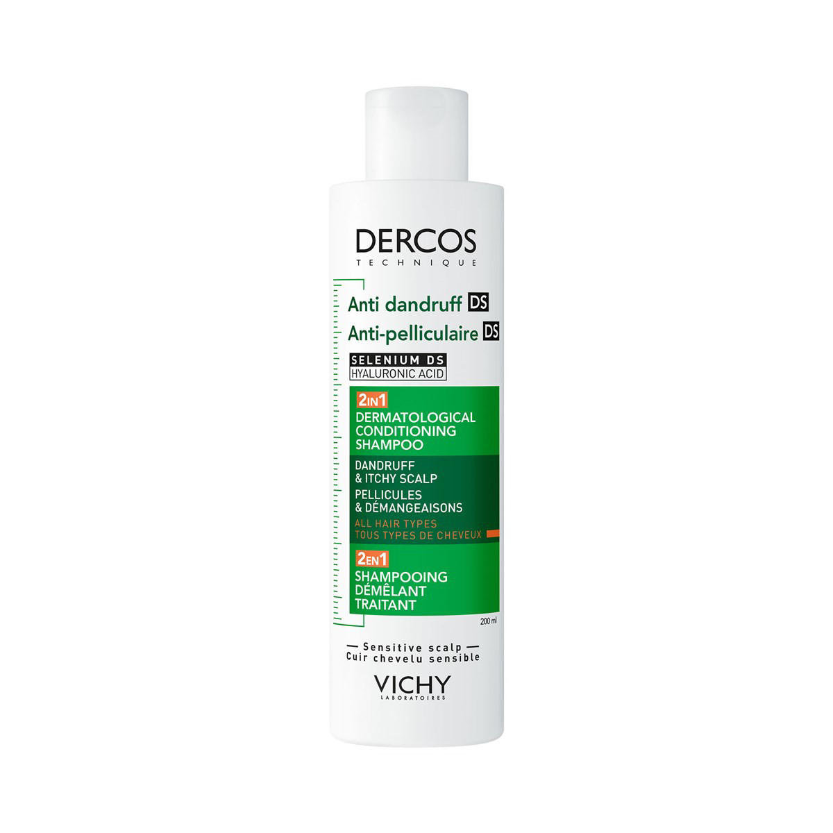 VICHY DERCOS DS, šampūnas nuo pleiskanų su kondicionieriumi, 200ml