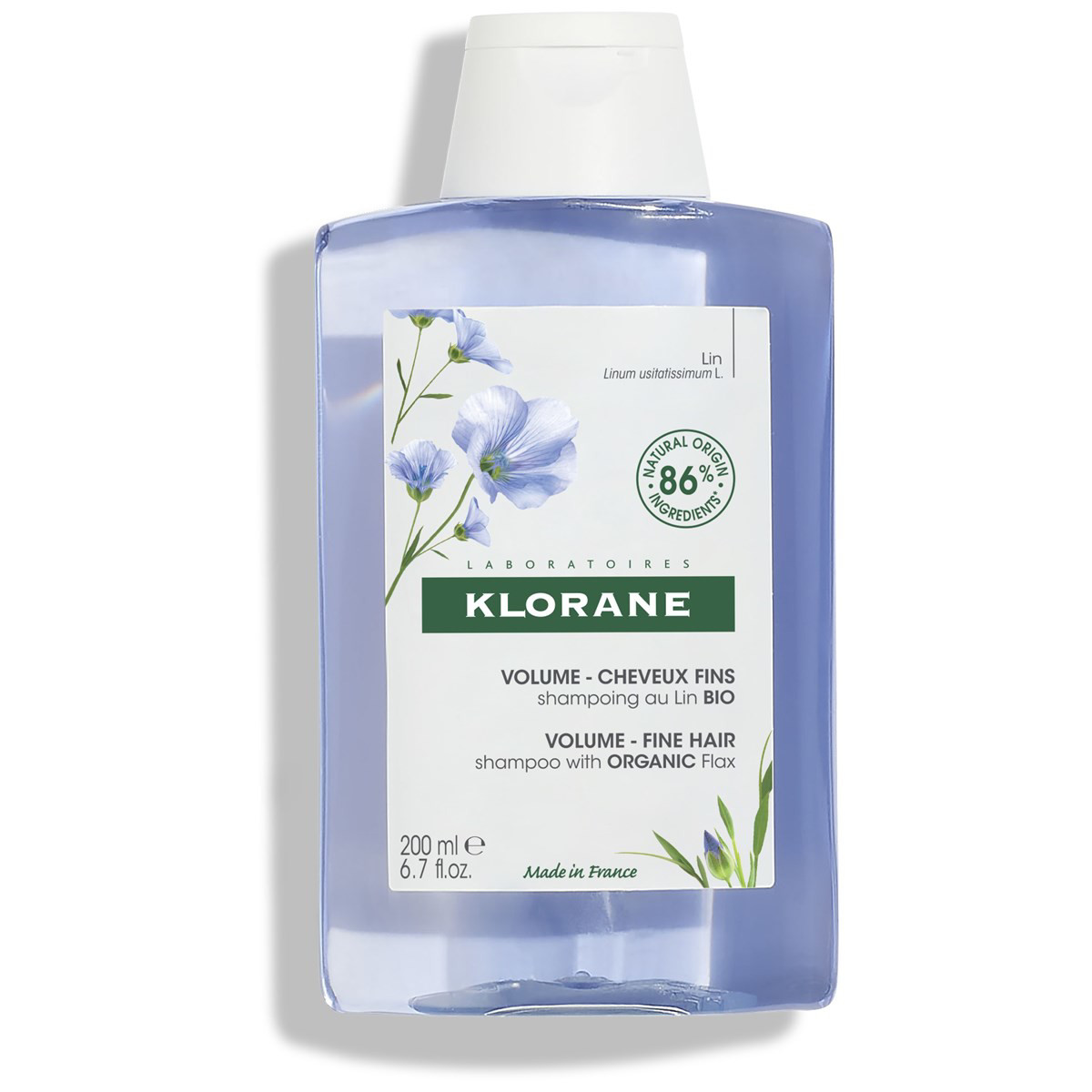 KLORANE, šampūnas ploniems plaukams su ekologiškais linais, 200ml