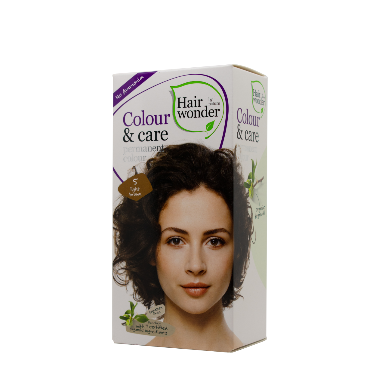HAIRWONDER Colour & Care ilgalaikiai plaukų dažai be amoniako, spalva šviesi ruda 5, 100 ml