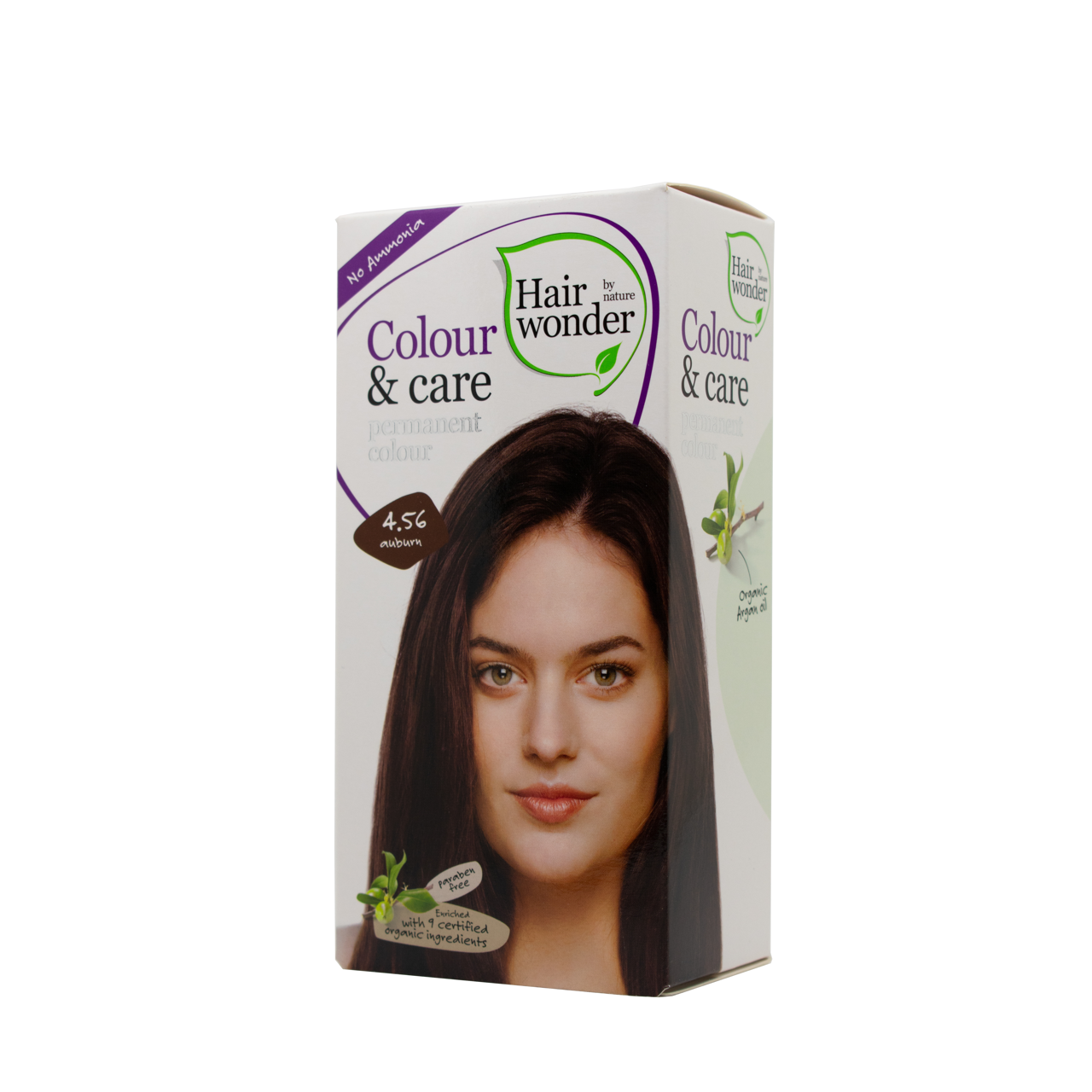 HAIRWONDER Colour & Care ilgalaikiai plaukų dažai be amoniako, spalva kaštono 4.56, 100 ml