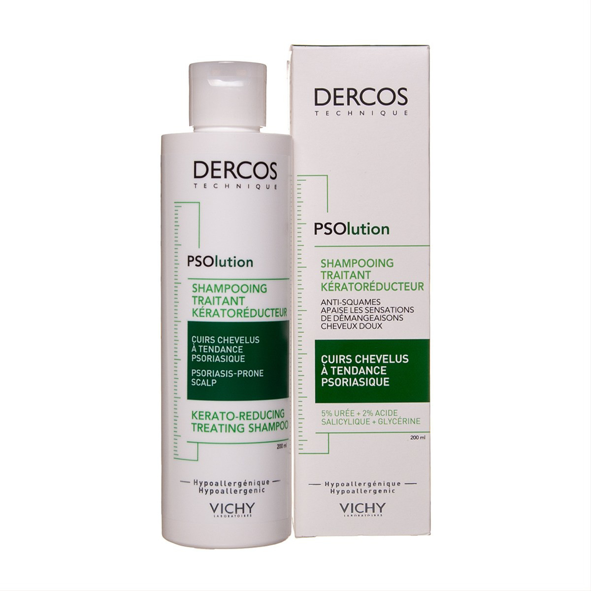 VICHY DERCOS PSOLUTION, šampūnas nuo pleiskanų psoriazės pažeistai odai, 200 ml
