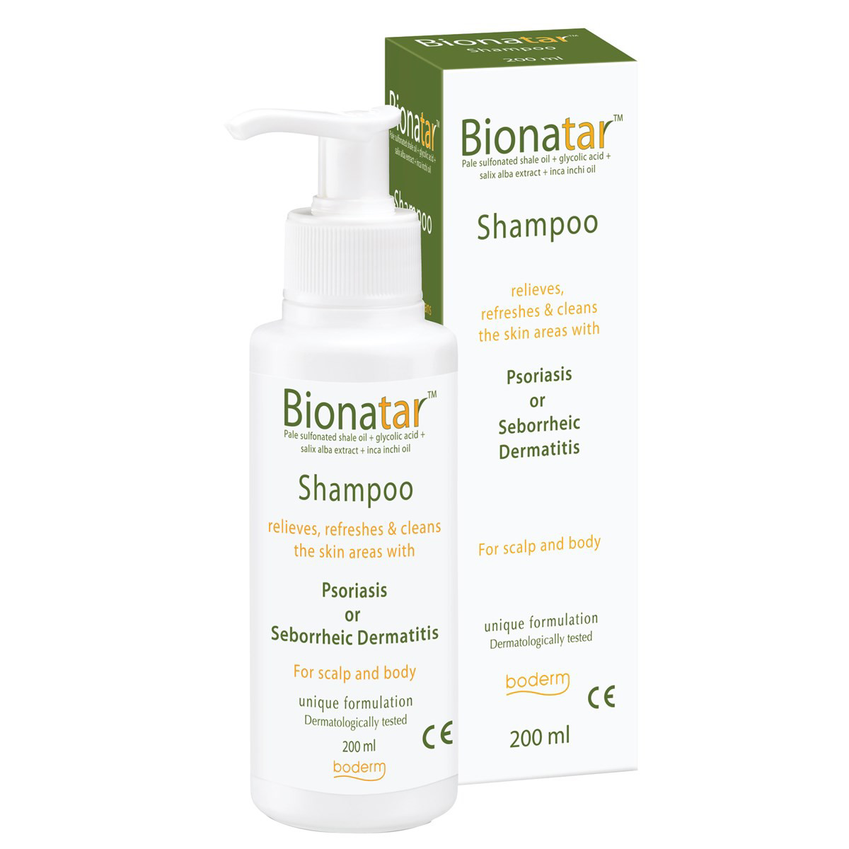 BIONATAR, šampūnas psoriazės ir seborėjinio dermatito požymiams lengvinti, 200 ml