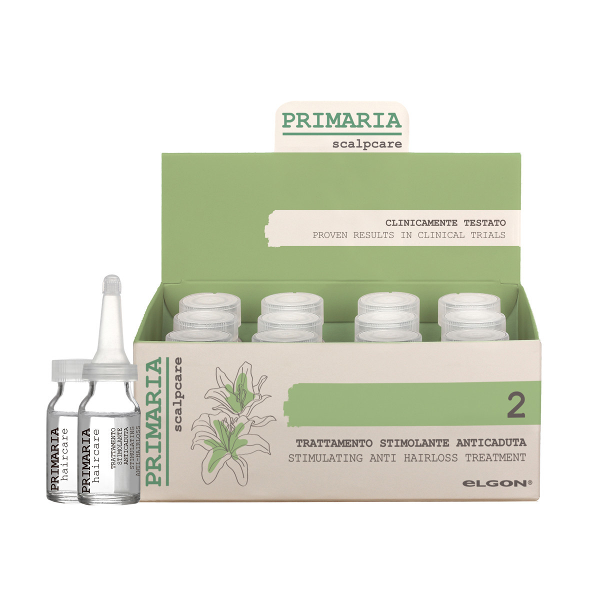 ELGON PRIMARIA STIMULATING ANTI-HAIR LOSS TREATMENT, intensyvus losjonas nuo plaukų slinkimo, 10 amp. x 8 ml