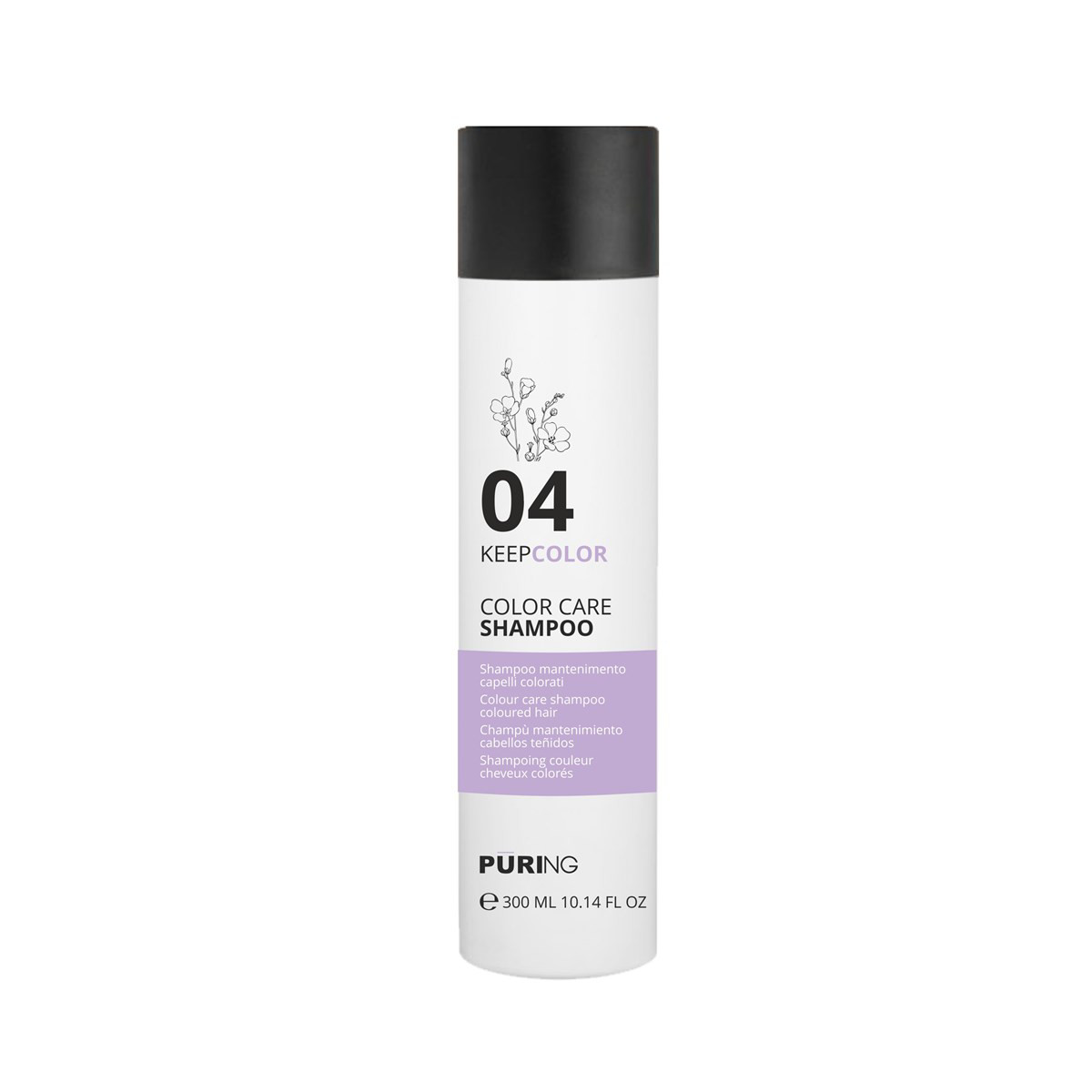 PURING KEEPCOLOR, dažytų plaukų spalvą saugantis  šampūnas, 300ml