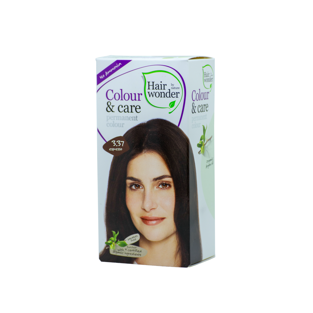 HAIRWONDER Colour & Care ilgalaikiai plaukų dažai be amoniako, spalva espresso 3.37, 100 ml