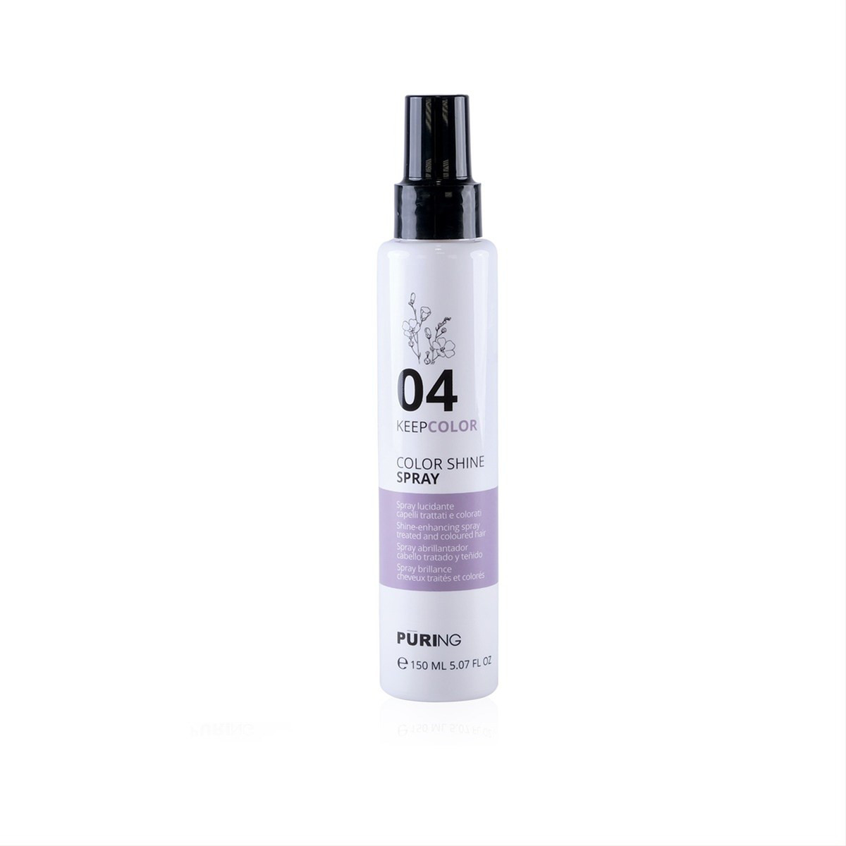 PURING KEEPCOLOR, dažyt.plaukų spalvą saug.blizgesio purškalas, 150 ml