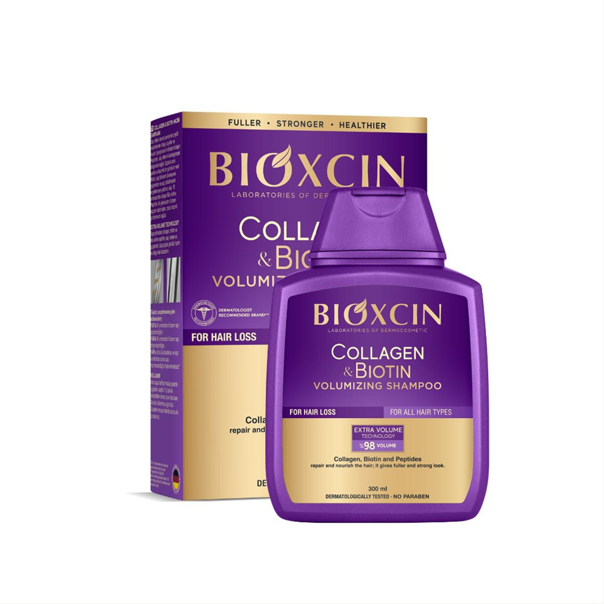 BIOXCIN COLLAGEN & BIOTIN, apimties suteikiantis plaukų šampūnas, 300 ml.