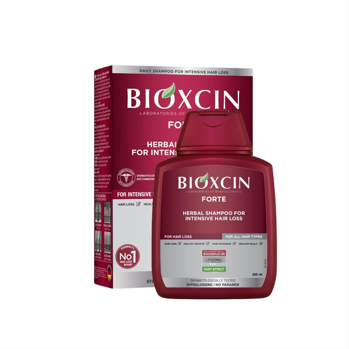 BIOXCIN FORTE, šampūnas nuo plaukų slinkimo, 300 ml.