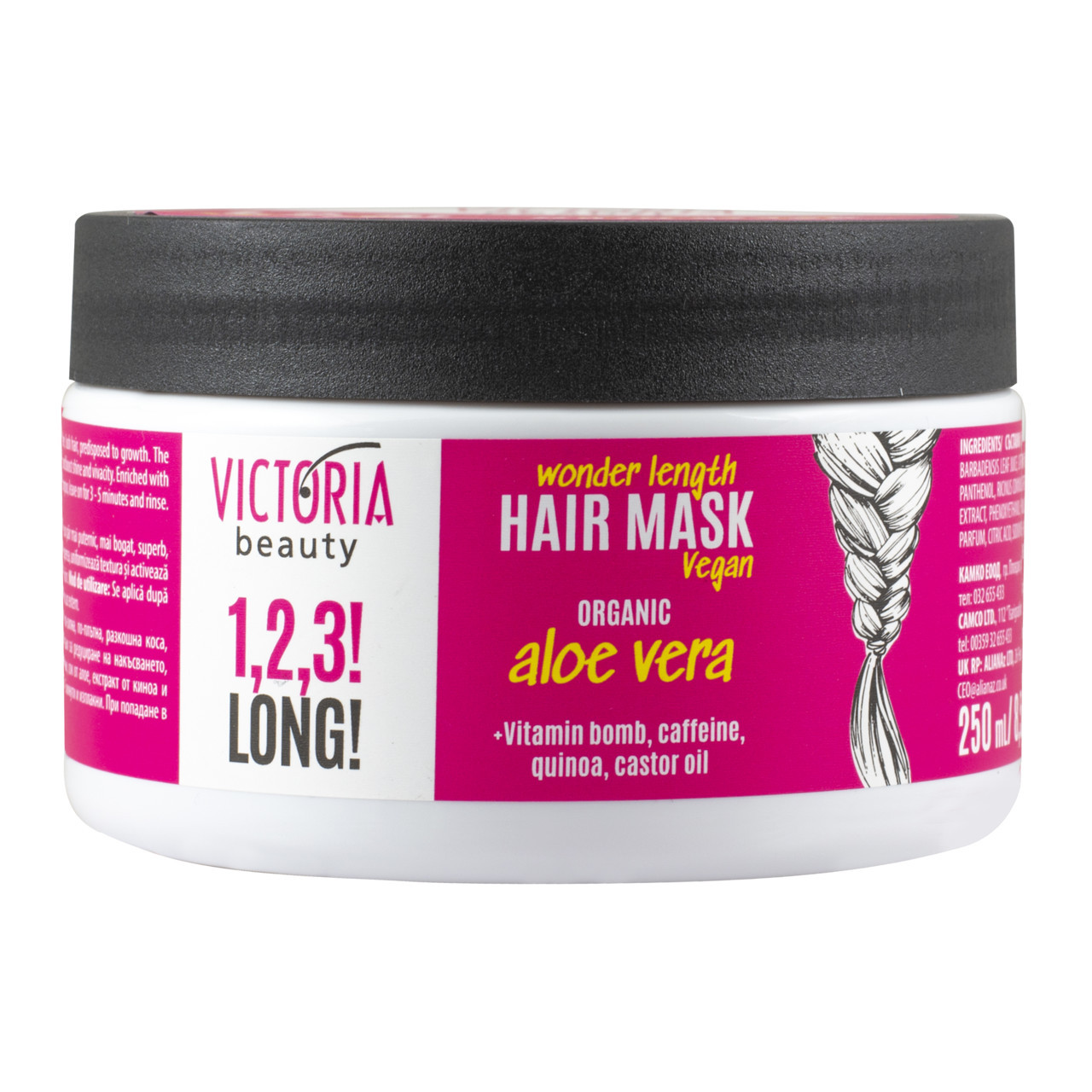 Victoria Beauty 1,2,3! Long! Plaukų augimą skatinanti kaukė su organiniu alaviju, 250ml