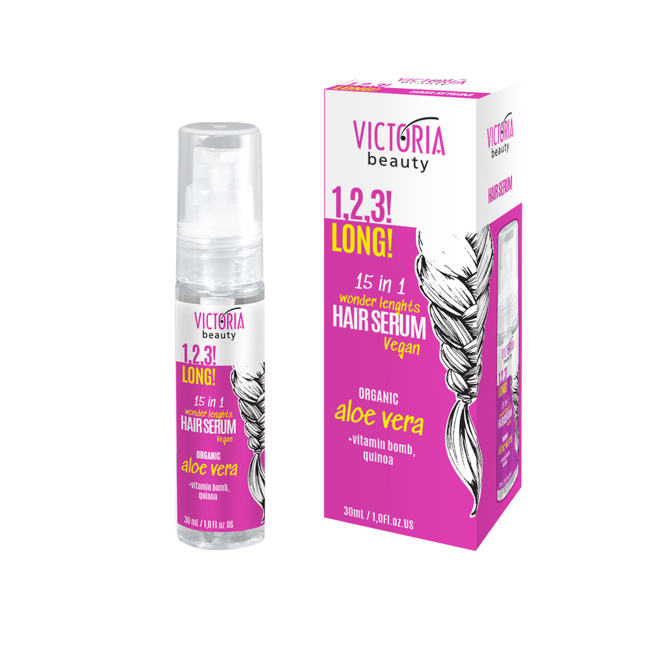 Victoria Beauty 1,2,3! Long! Plaukų augimą skatininantis serumas su organiniu alaviju, 30ml