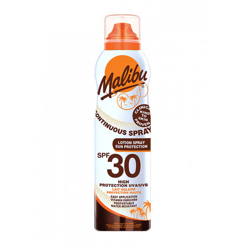 Malibu Continuous Spray Protective Lotion Aerosol Spray Purškiamas apsauginis losjonas nuo saulės, SPF30