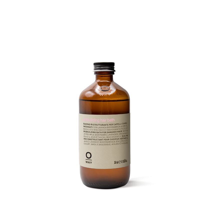 OWAY Pažeistus plaukus atstatantis šampūnas vonelė – Rebuilding hair bath 240ml