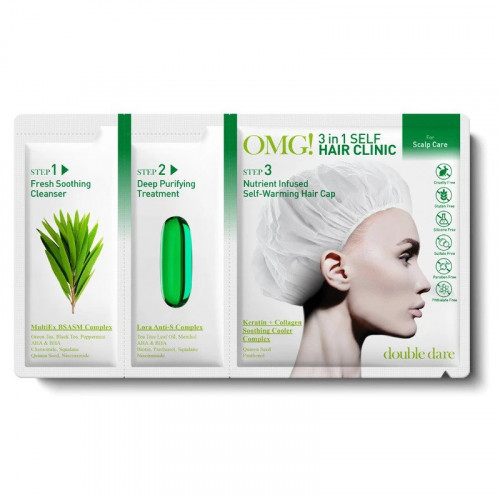 OMG 3 in 1 Self Hair Clinic For Scalp Care Trijų žingsnių plaukų ir galvos odos procedūra, Rinkinys