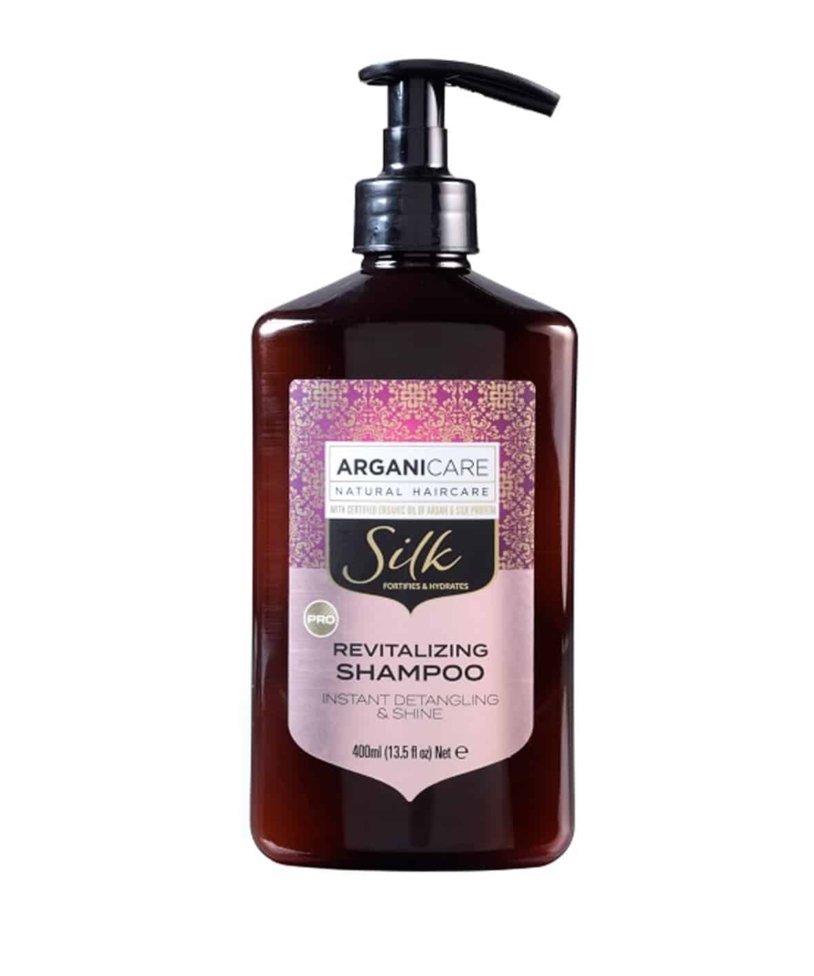Arganicare Silk plaukų atstatomasis šampūnas 400ml.