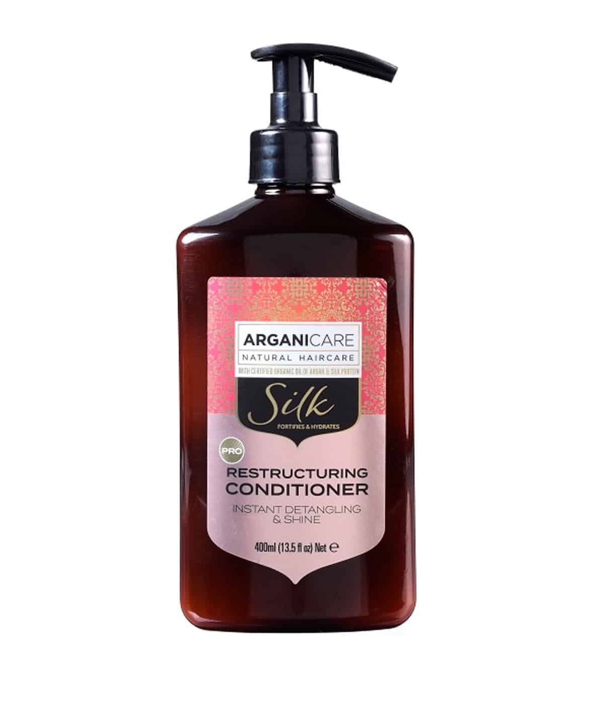 Arganicare Silk plaukų atstatomasis kondicionierius 400ml.