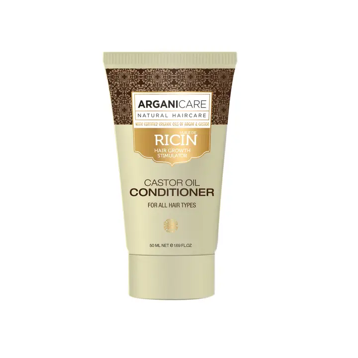 Arganicare plaukų kondicionierius su ricinos aliejumi 50 ml.