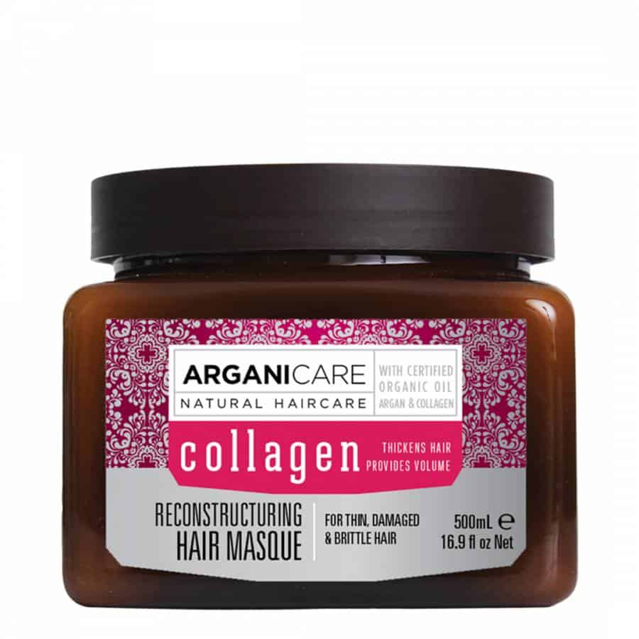 Arganicare Reconstructuring hair masque -Atstatanti plaukų kaukė su kolagenu ploniems ir pažeistiems plaukams 500ml.