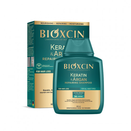 Bioxcin (Bioxsine) Keratin & Argan Repairing Shampoo Atstatomasis plaukų šampūnas, 300ml