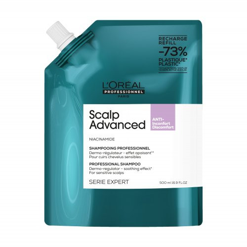 L'Oréal Professionnel Scalp Advanced Anti - Discomfort Soothing Shampoo Galvos odą raminantis šampūnas, 500ml Refill