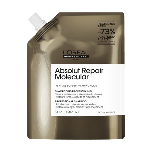 L'Oréal Professionnel Serie Expert  Absolut Repair Molecular Shampoo  Molekulinę struktūrą atstatantis šampūnas pažeistiems plaukams, 500ml Refill