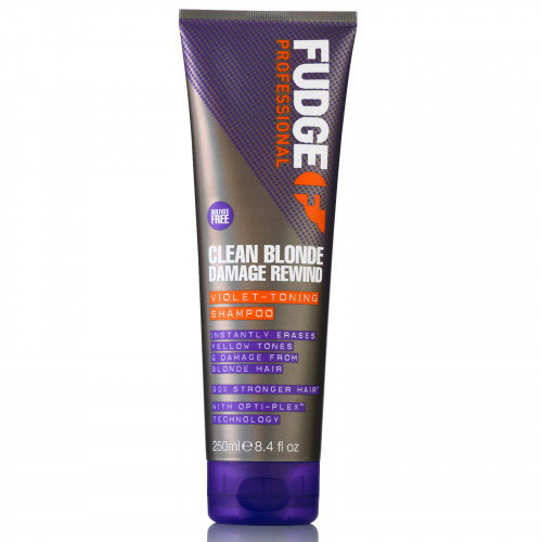 Fudge Professional Clean Blonde Damage Rewind Violet Shampoo Tonuojantis atkuriantis violetinis šampūnas, 250ml