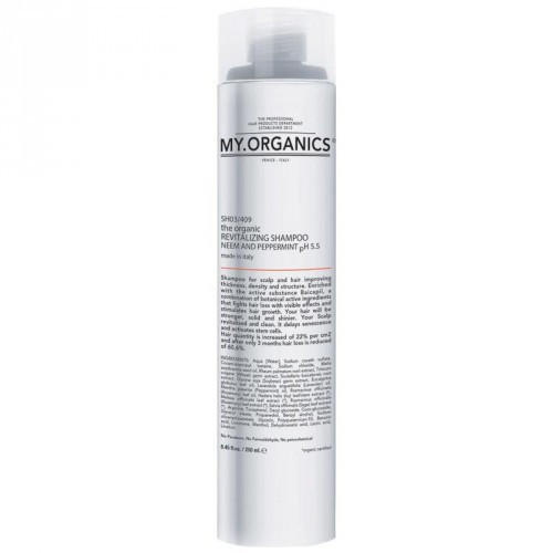 My.Organics Revitalizing shampoo neem and peppermint Šampūnas nuo plaukų slinkimo intensyvi prevencija, 250ml