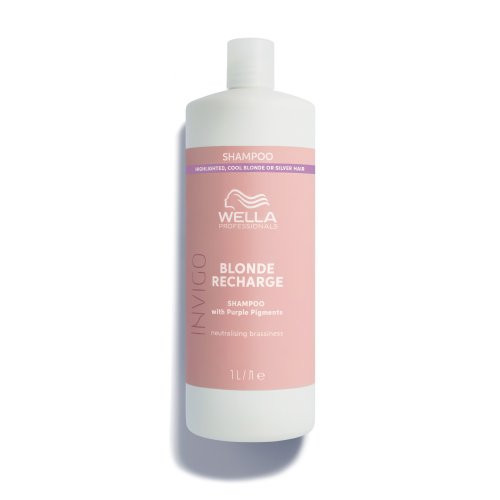 Wella Professionals INVIGO Cool Blonde Recharge Color Refreshing Shampoo Geltoną atspalvį neutralizuojantis šampūnas, 1000ml