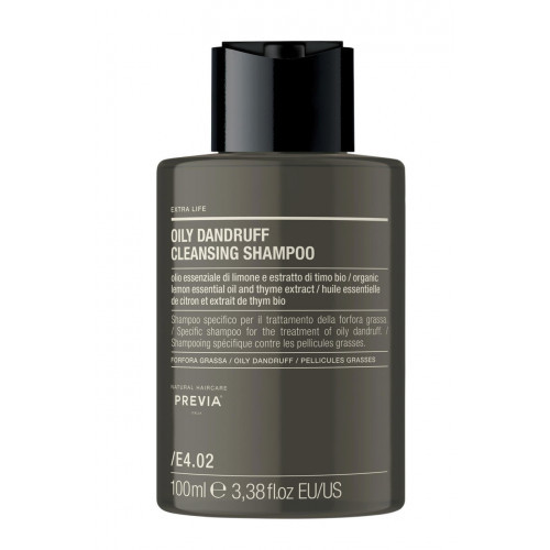 PREVIA Extra Life Oily Dandruff Clenasing Shampoo Šampūnas riebioms pleiskanoms, 100ml