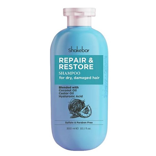 Sausų ir pažeistų plaukų šampūnas SHAKEBAR REPAIR & RESTORE, 300 ml