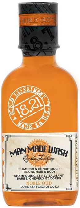 Daugiafunkcė priemonė vyrams 3 in 1:  stiprinamasis šampūnas, kondicionierius ir kūno prausiklis viename 18.21 Man Made Wash Noble Oud WSH3NON, 100 ml