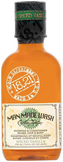 Daugiafunkcė priemonė vyrams 3 in 1:  stiprinamasis šampūnas, kondicionierius ir kūno prausiklis viename 18.21 Man Made Wash Spiced Vanilla WSH3SVN, 100 ml