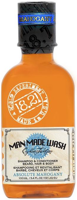 Daugiafunkcė priemonė vyrams 3 in 1:  stiprinamasis šampūnas, kondicionierius ir kūno prausiklis viename 18.21 Man Made Wash Absolute Mahogany WSH3AMN, 100 ml