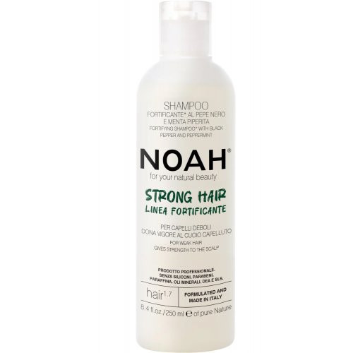 Noah Shampoo With Black Pepper And Peppermint Plaukus stiprinantis šampūnas silpniems, slenkantiems plaukams, 250ml