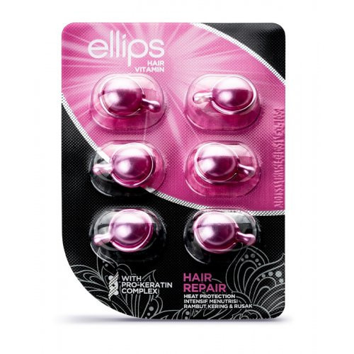 Ellips Pro-Keratin Complex Hair Repair Vitamins Tepami vitaminai chemiškai bei karščio pažeistų plaukų atstatymui su keratinu, 6x1ml