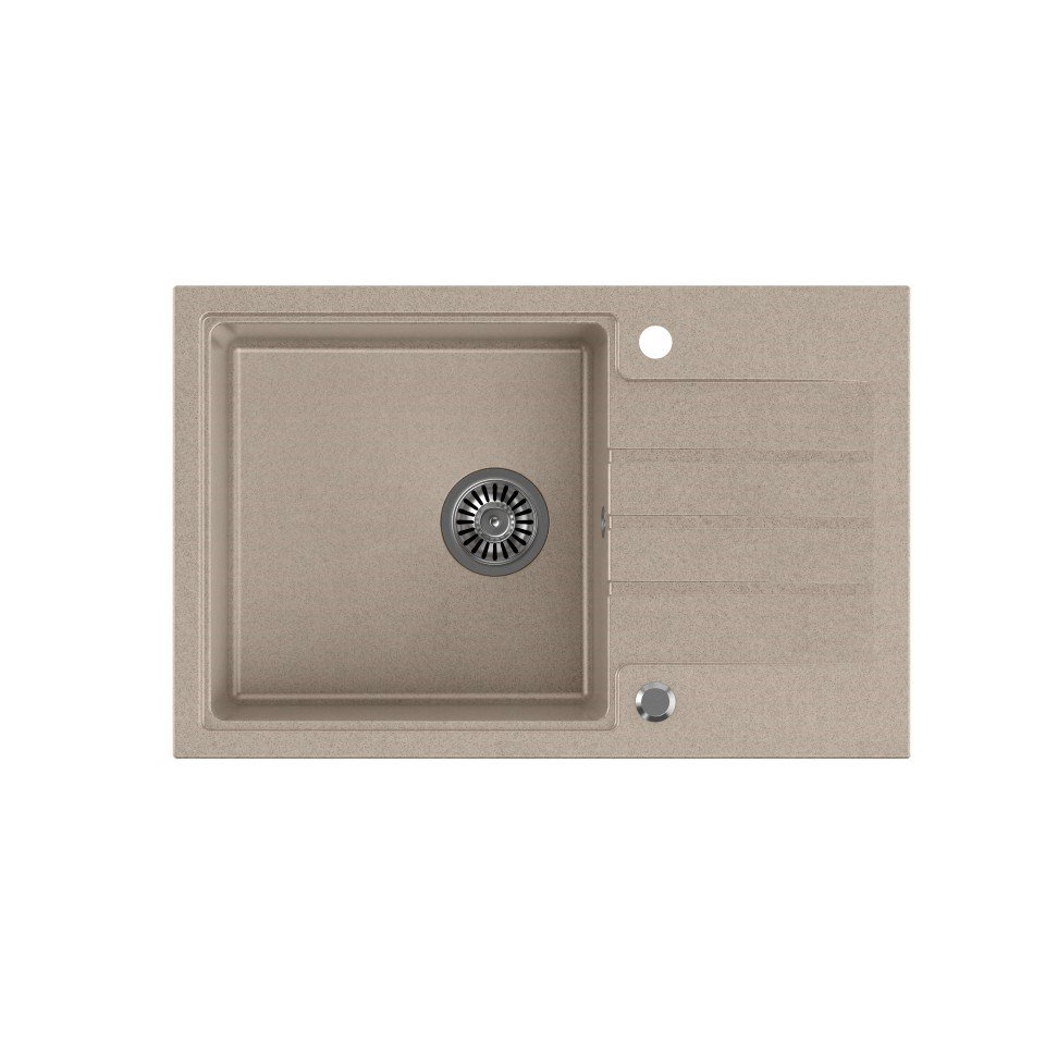 QUADRON PETER 111 granito kriauklė Steingran beige su rankiniu sifonu ir užsukamu dangteliu