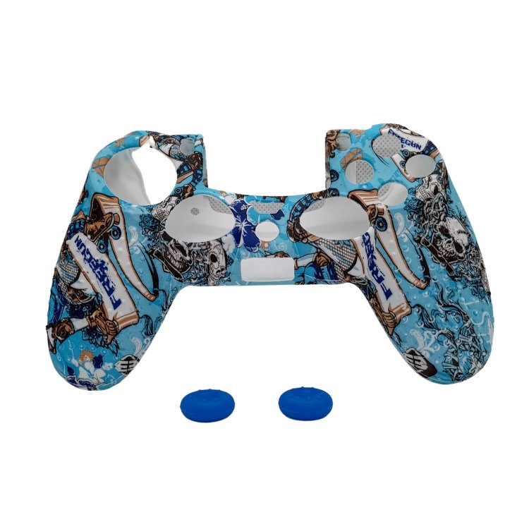 Silikoninė apsauga Žydra su Kaukole PS4 pulteliui