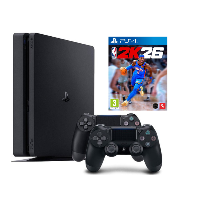 SONY PLAYSTATION 4 SLIM 500 GB SU DVIEM PULTELIAIS + NBA 2K26