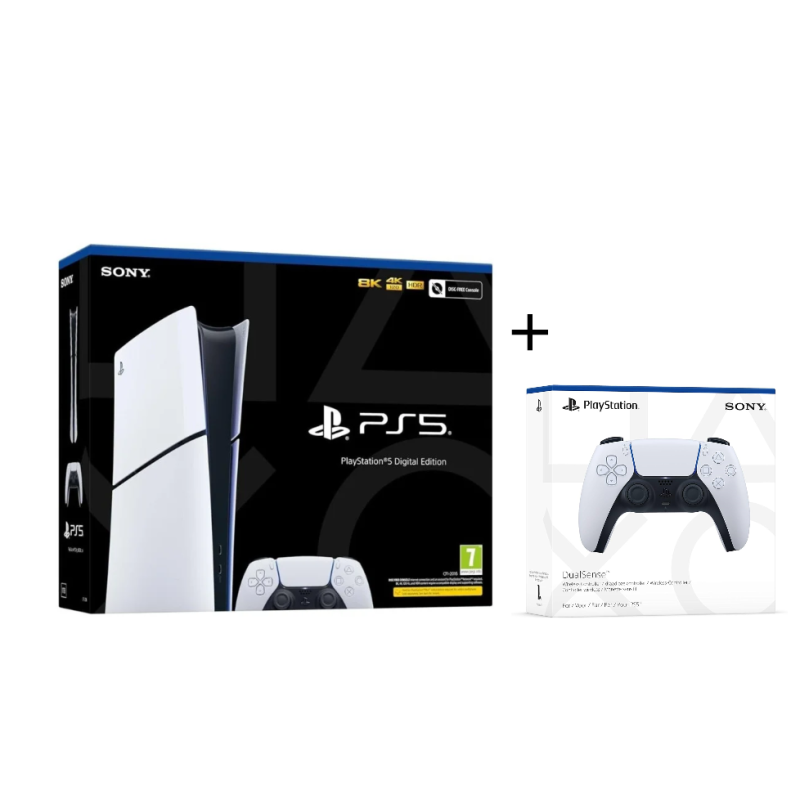 SONY PLAYSTATION 5 SLIM DIGITAL + PAPILDOMAS PULTELIS