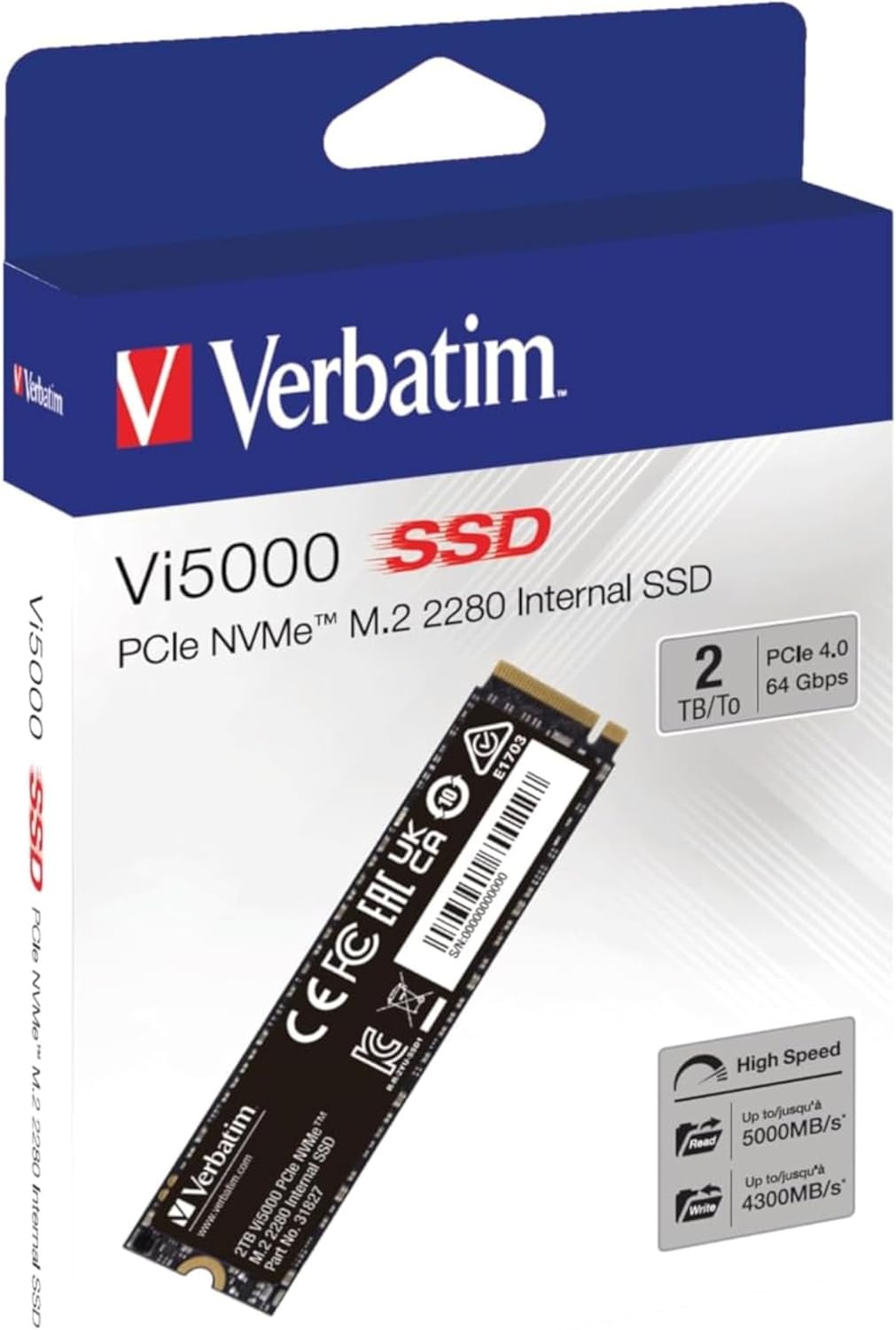 Verbatim Vi5000 PCIe NVMe M.2 SSD 2TB Suderinamas su PS5