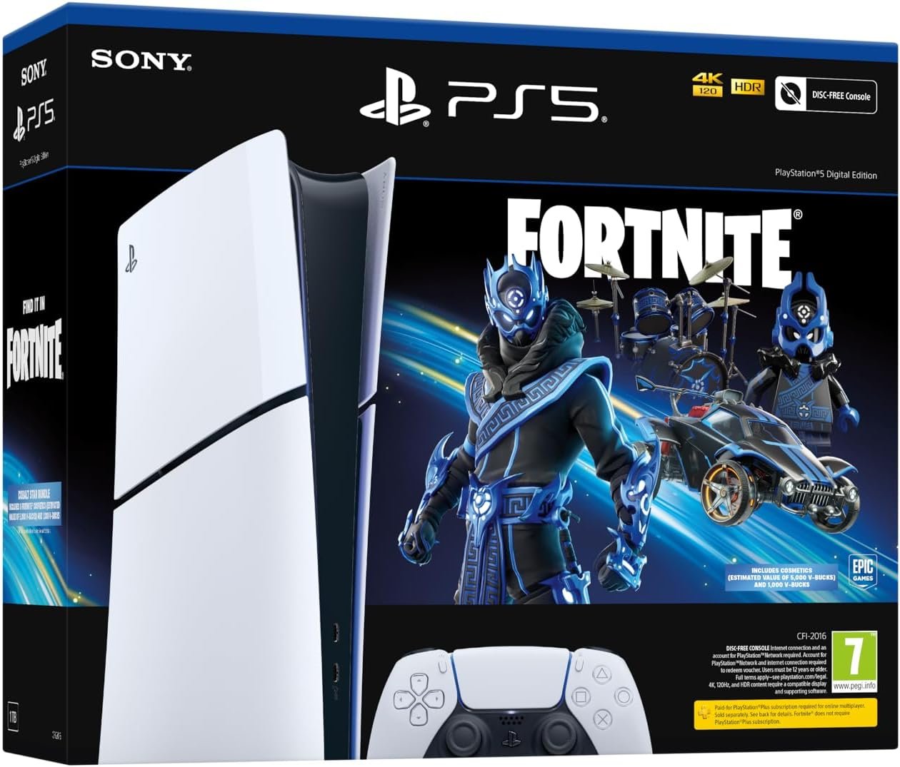 Playstation 5 Slim 1TB Digital edition Fortnite Cobalt Star Bundle