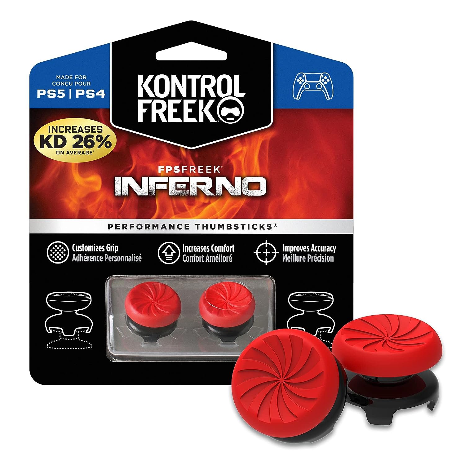 KontrolFreek FPS Inferno PS4 / PS5 raudoni